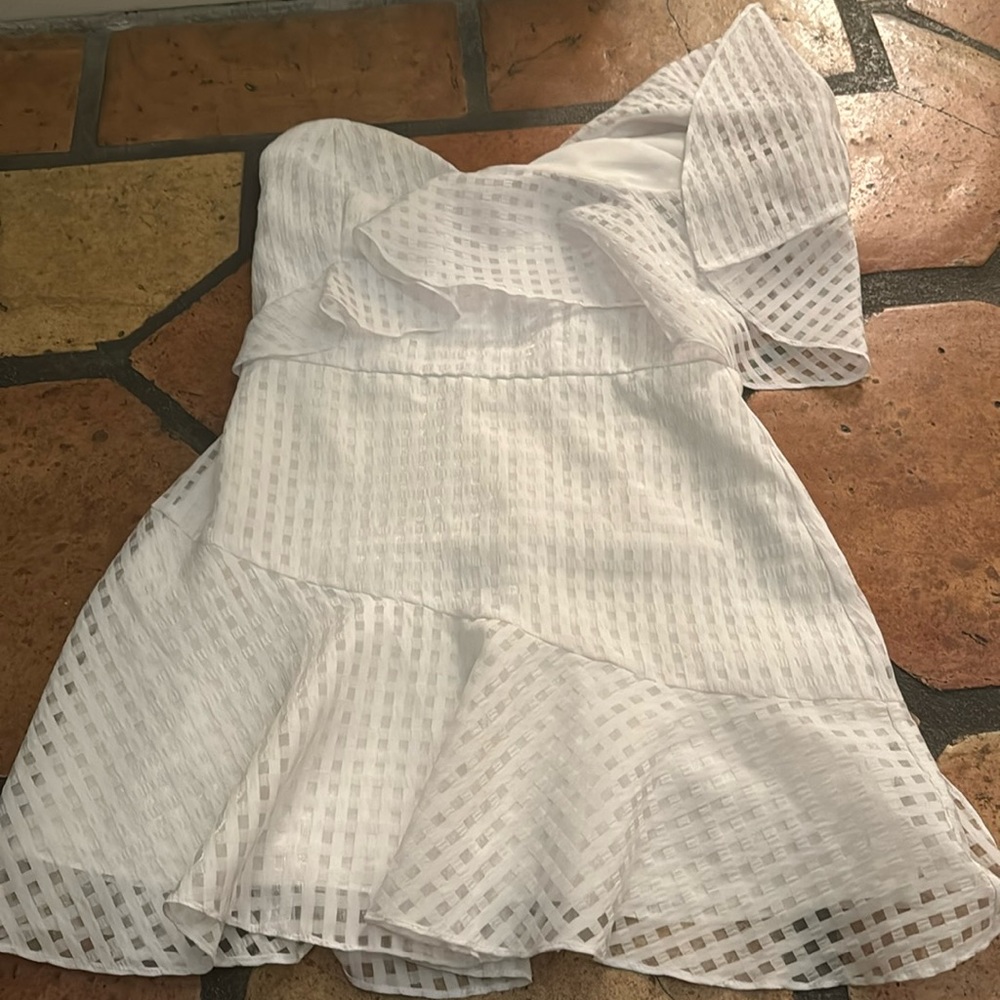 Amanda Uprichard asymmetrical one shoulder dress.